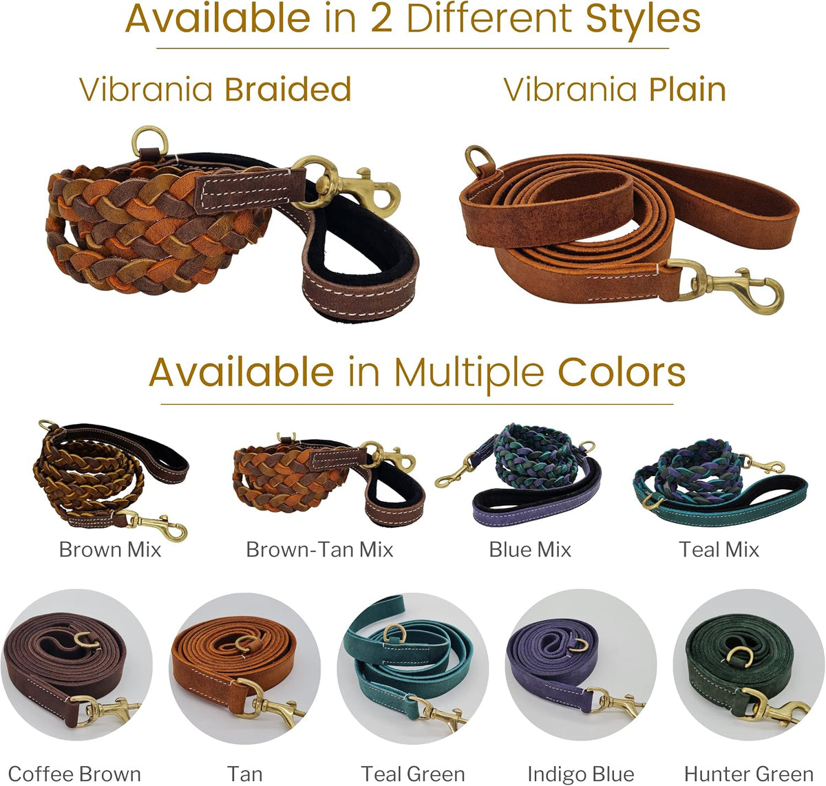 Vibrania 6 Ft Heavy Duty 1 inch Wide Super Soft Thick Distressed Leather Dog Leash, Indigo Blue with Side Ring (6 Ft L x 1" W, Indigo Blue)