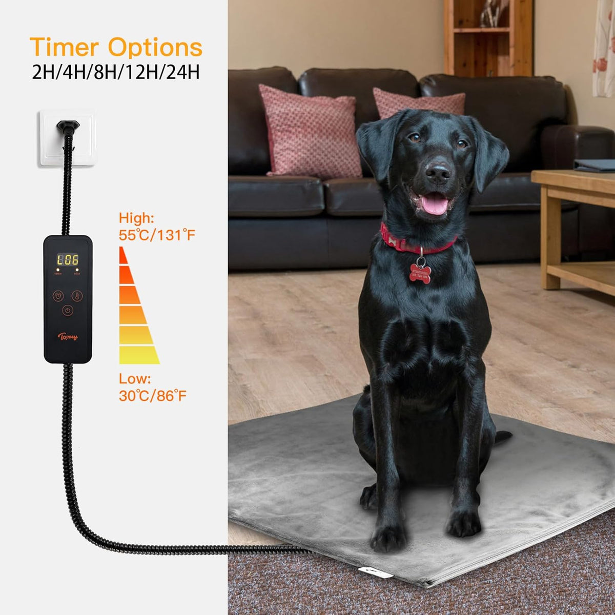 Heated Pet Mat, Large Dog & Cat Heating Pad, 35 x 24 in, Waterproof