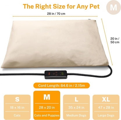 Heated Pet Mat, Large Dog & Cat Heating Pad, 35 x 24 in, Waterproof