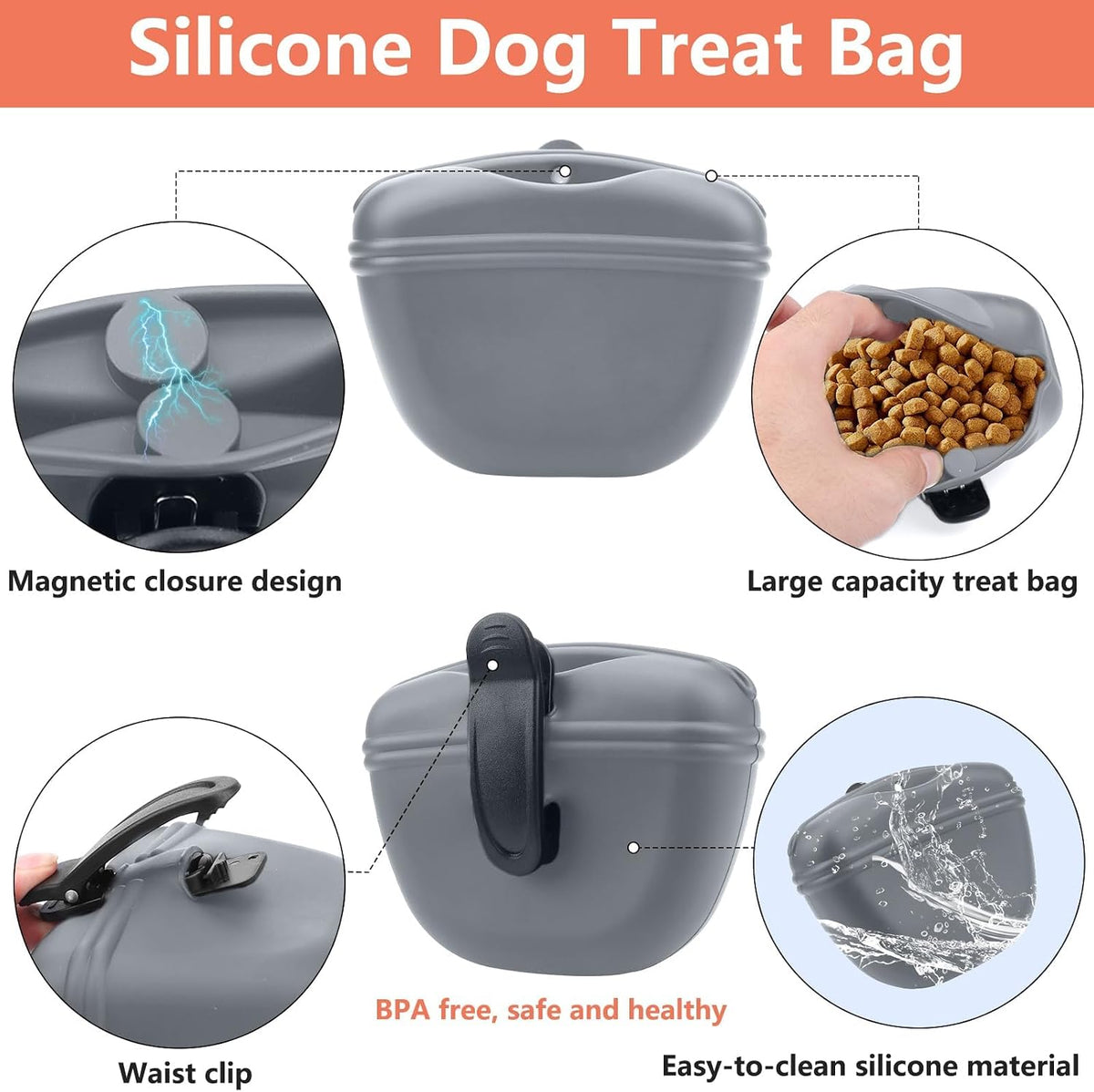 BARKIE Dog Training Kit - Treat Pouch, Pet Training Fanny Pack, 2 Puppy Training Clickers, Ultrasonic Silent Whistle, 2-in-1 Whistle Clicker, Clicker Training Guide Booklet, Dog Poop Bag (Black)