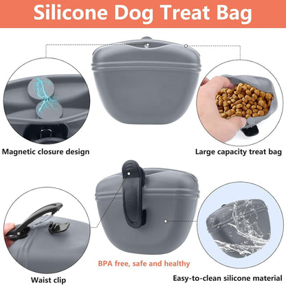 BARKIE Dog Training Kit - Treat Pouch, Pet Training Fanny Pack, 2 Puppy Training Clickers, Ultrasonic Silent Whistle, 2-in-1 Whistle Clicker, Clicker Training Guide Booklet, Dog Poop Bag (Black)