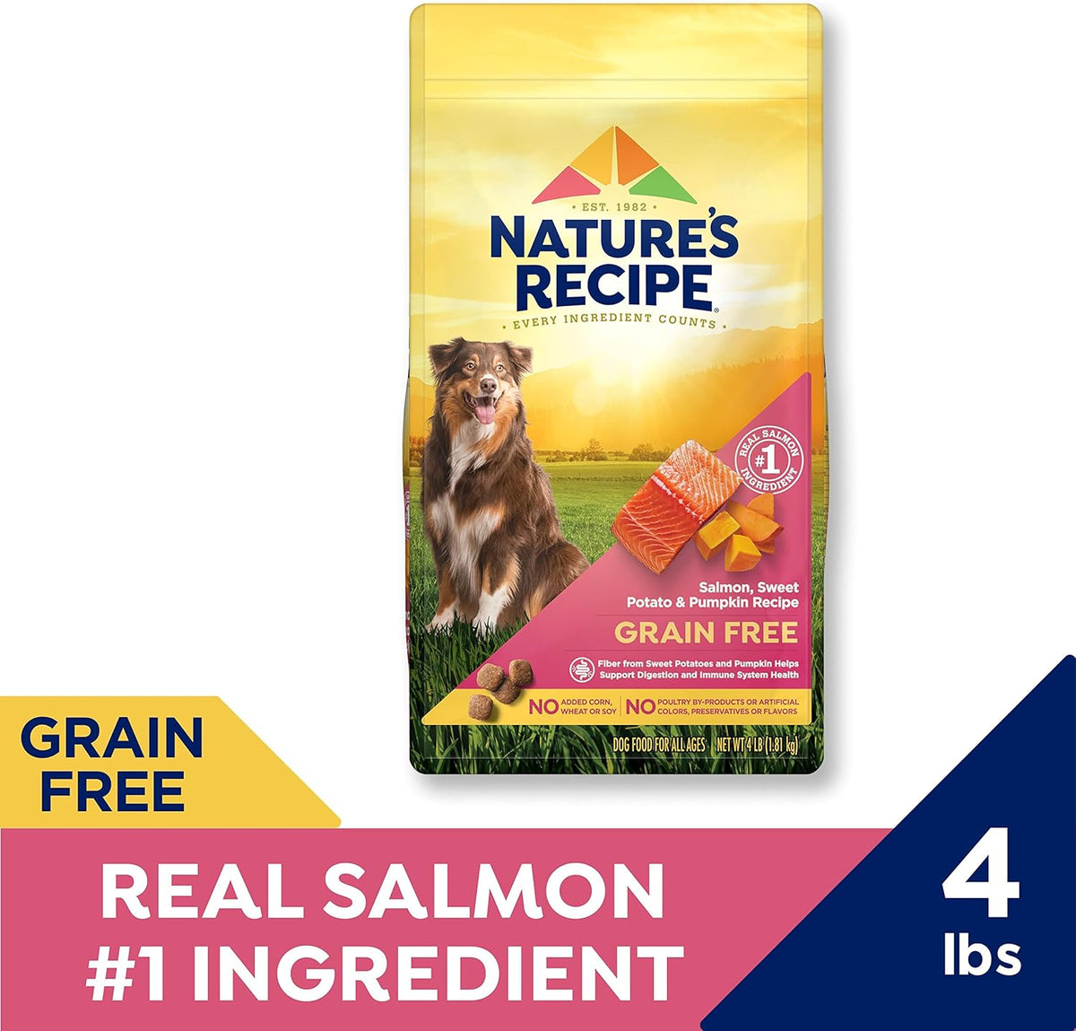 Grain Free Dry Dog Food, Salmon, Sweet Potato & Pumpkin Recipe, 12 lb. Bag