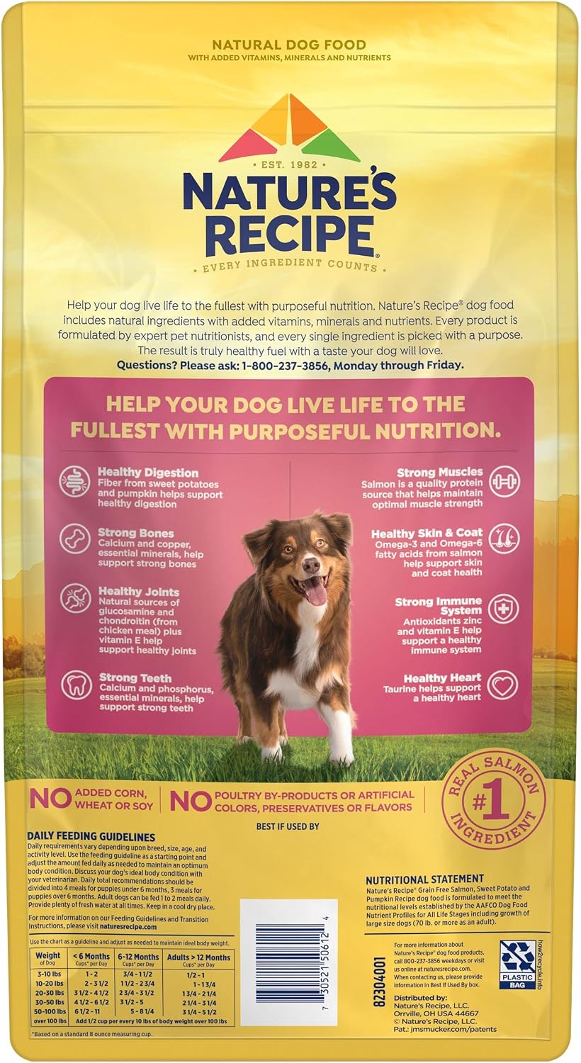 Grain Free Dry Dog Food, Salmon, Sweet Potato & Pumpkin Recipe, 12 lb. Bag