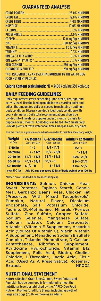 Grain Free Dry Dog Food, Salmon, Sweet Potato & Pumpkin Recipe, 12 lb. Bag