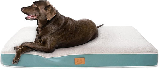 Washable Orthopedic Large Dog Bed with Removable Cover, Pet Bed Mat | Big Waterproof Dog Crate Bed, Egg Crate Foam Support, Anti-Slip Bottom, Easy-Clean, Soft Plush Dog Beds Large Sized Dog, Grey