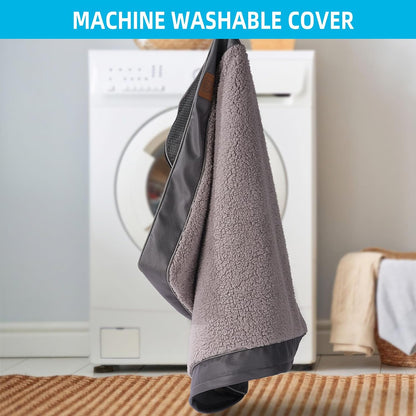 Washable Orthopedic Large Dog Bed with Removable Cover, Pet Bed Mat | Big Waterproof Dog Crate Bed, Egg Crate Foam Support, Anti-Slip Bottom, Easy-Clean, Soft Plush Dog Beds Large Sized Dog, Grey