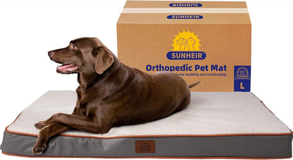 Washable Orthopedic Large Dog Bed with Removable Cover, Pet Bed Mat | Big Waterproof Dog Crate Bed, Egg Crate Foam Support, Anti-Slip Bottom, Easy-Clean, Soft Plush Dog Beds Large Sized Dog, Grey