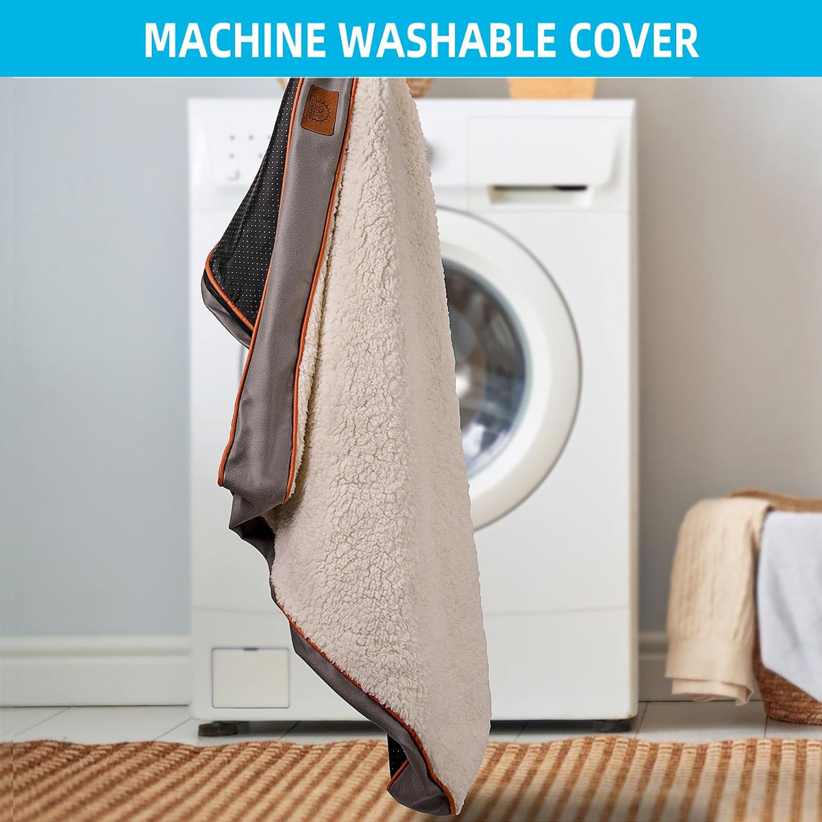 Washable Orthopedic Large Dog Bed with Removable Cover, Pet Bed Mat | Big Waterproof Dog Crate Bed, Egg Crate Foam Support, Anti-Slip Bottom, Easy-Clean, Soft Plush Dog Beds Large Sized Dog, Grey