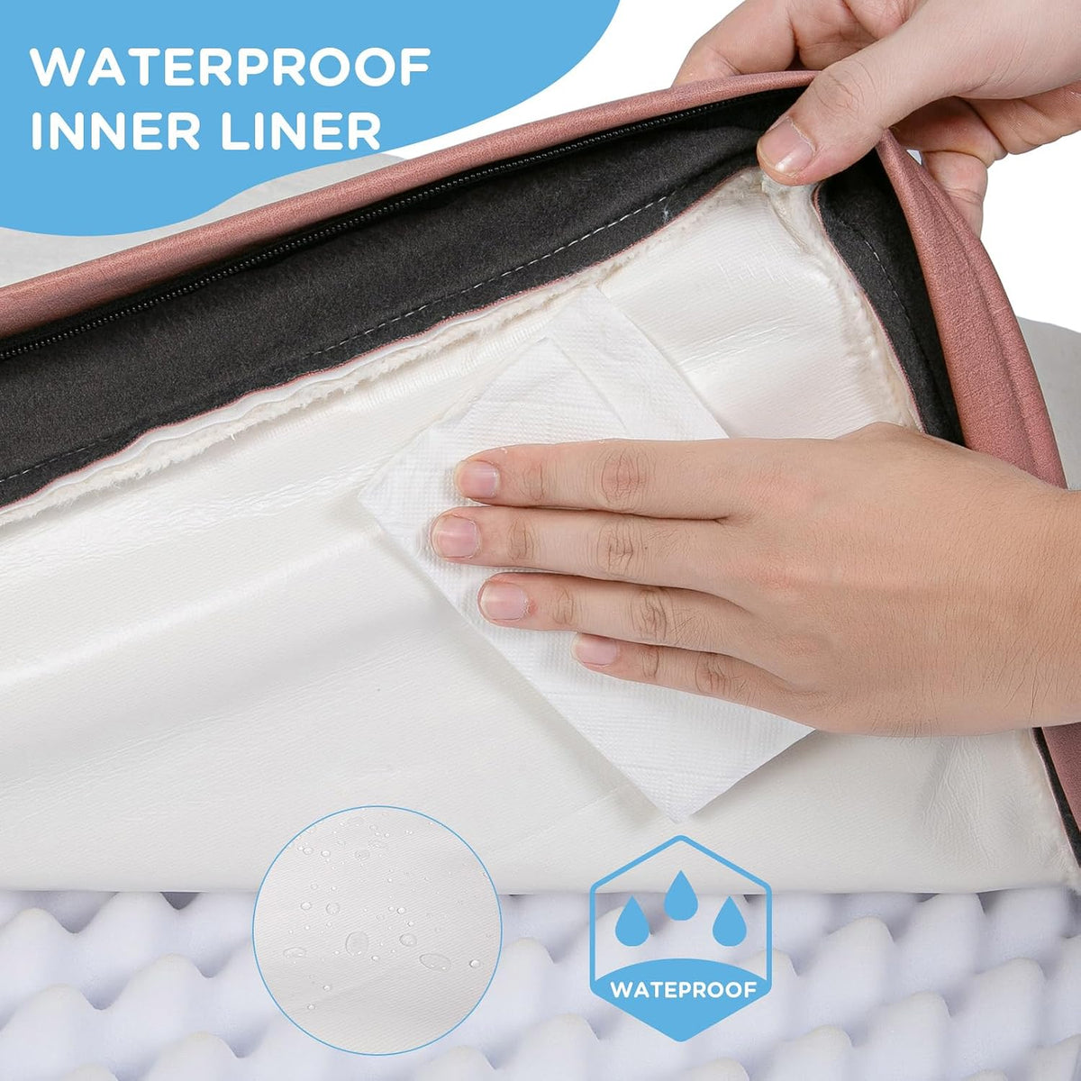 Washable Orthopedic Large Dog Bed with Removable Cover, Pet Bed Mat | Big Waterproof Dog Crate Bed, Egg Crate Foam Support, Anti-Slip Bottom, Easy-Clean, Soft Plush Dog Beds Large Sized Dog, Grey