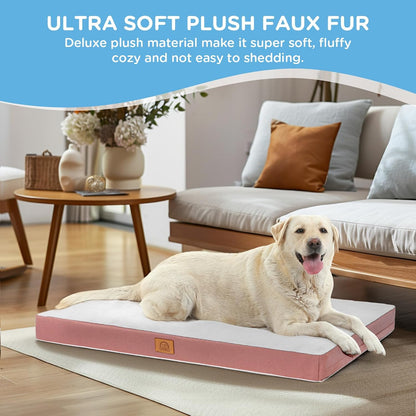 Washable Orthopedic Large Dog Bed with Removable Cover, Pet Bed Mat | Big Waterproof Dog Crate Bed, Egg Crate Foam Support, Anti-Slip Bottom, Easy-Clean, Soft Plush Dog Beds Large Sized Dog, Grey