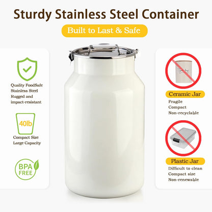 Dog-Cat Food Storage Container 40 lb, Large Stainless Steel Bin