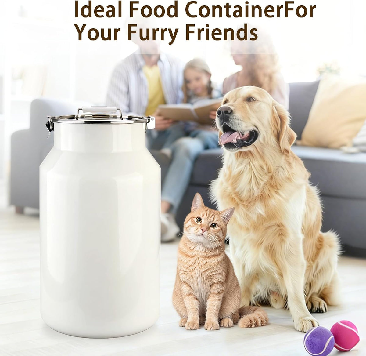 Dog-Cat Food Storage Container 40 lb, Large Stainless Steel Bin