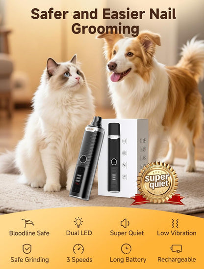 Dog Nail Grinder Whisper Quiet & Safe for Sensitive Dogs and Cats