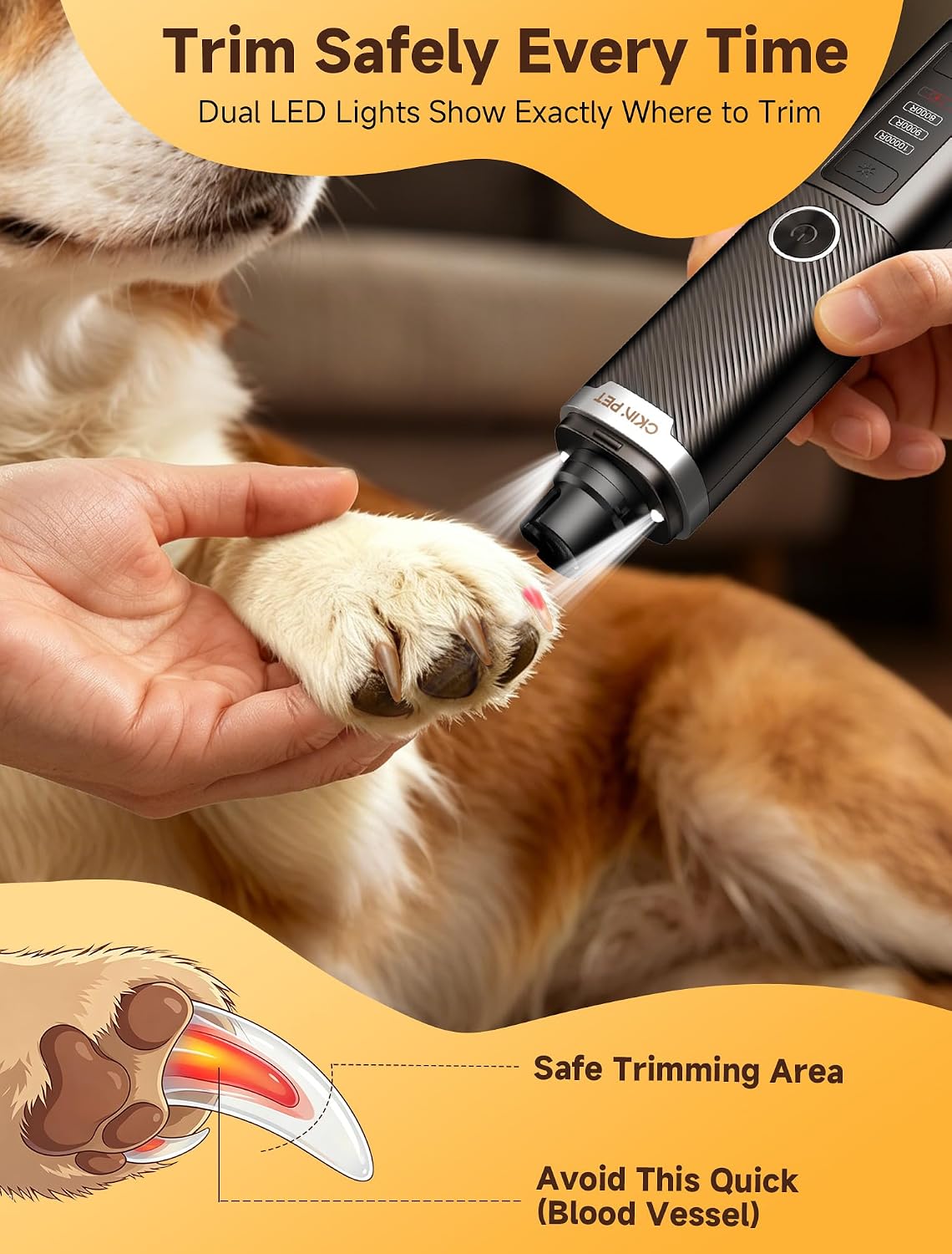 Dog Nail Grinder Whisper Quiet & Safe for Sensitive Dogs and Cats