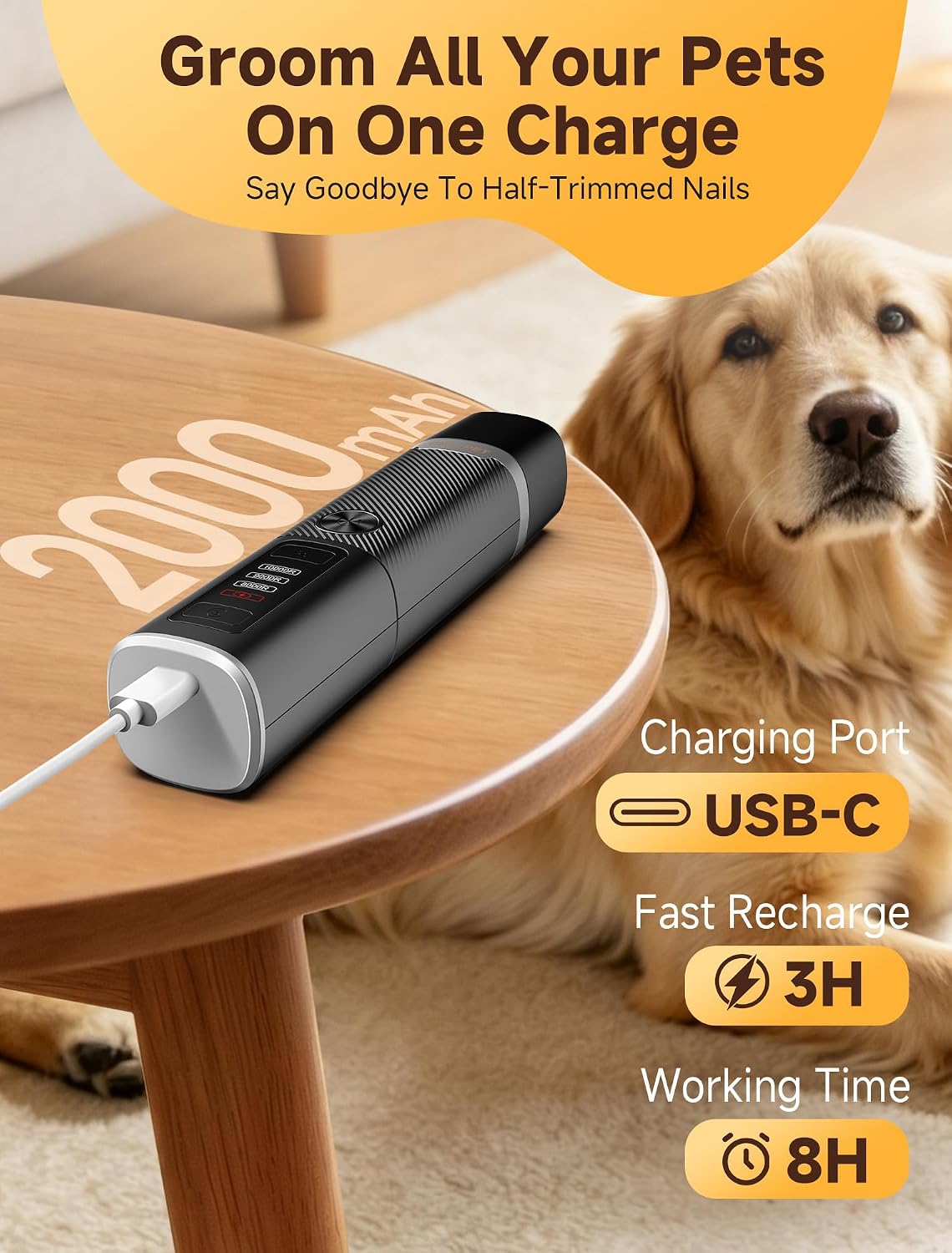 Dog Nail Grinder Whisper Quiet & Safe for Sensitive Dogs and Cats