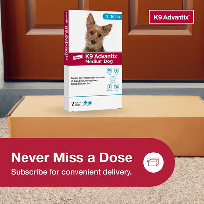 Flea, Tick & Mosquito Prevention for Dogs 11-20 lbs. | Flea Drops for Medium Dogs | Apply Monthly | 2 Treatments