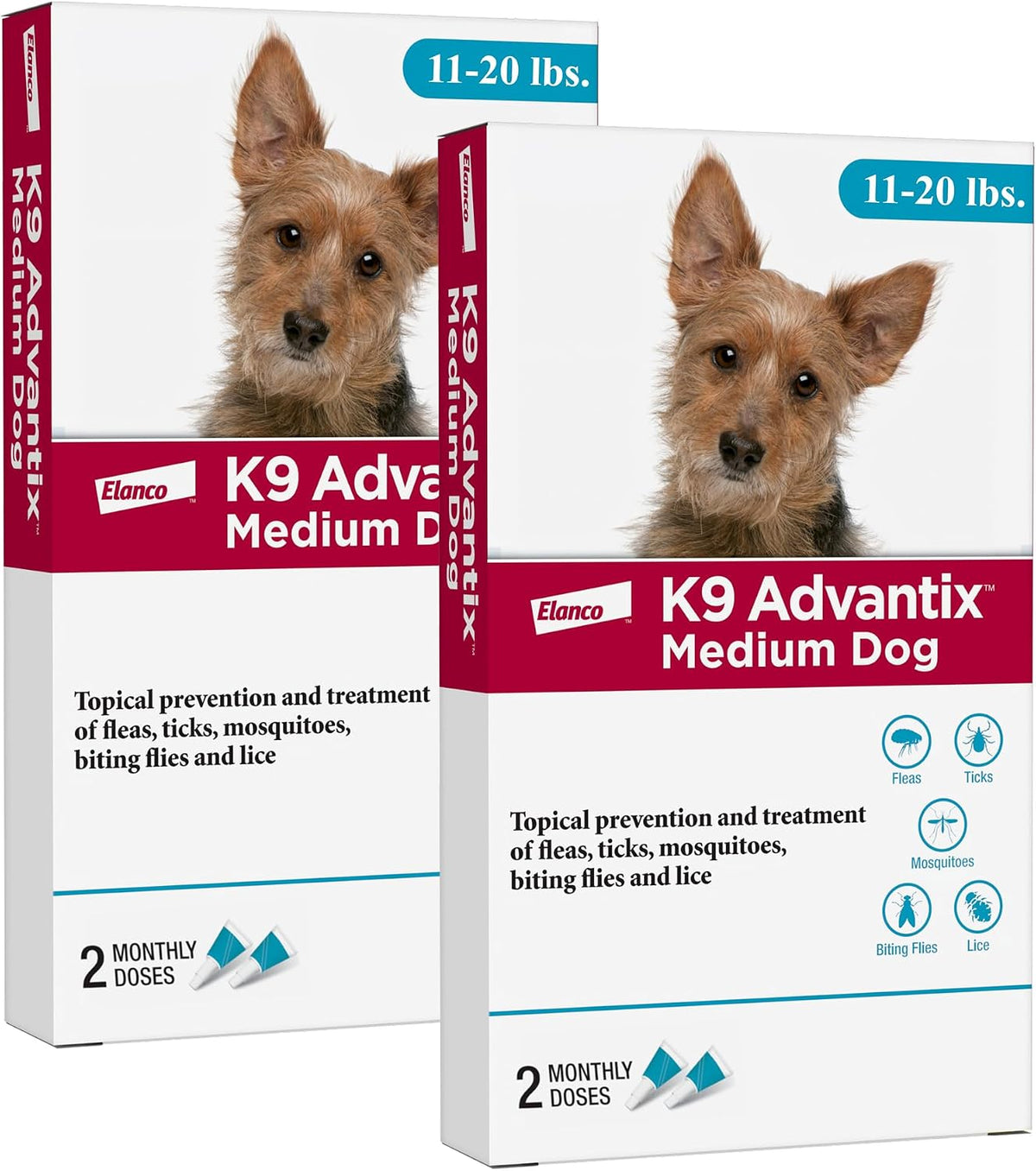 Flea, Tick & Mosquito Prevention for Dogs 11-20 lbs. | Flea Drops for Medium Dogs | Apply Monthly | 2 Treatments