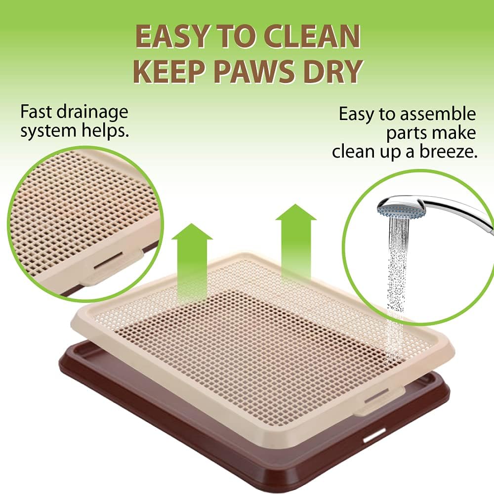 Puppy Pee Pad Holder Indoor Outdoor Dog Potty Toilet Training Tray 20" x 16" for Small and Medium Dogs (Ivory)