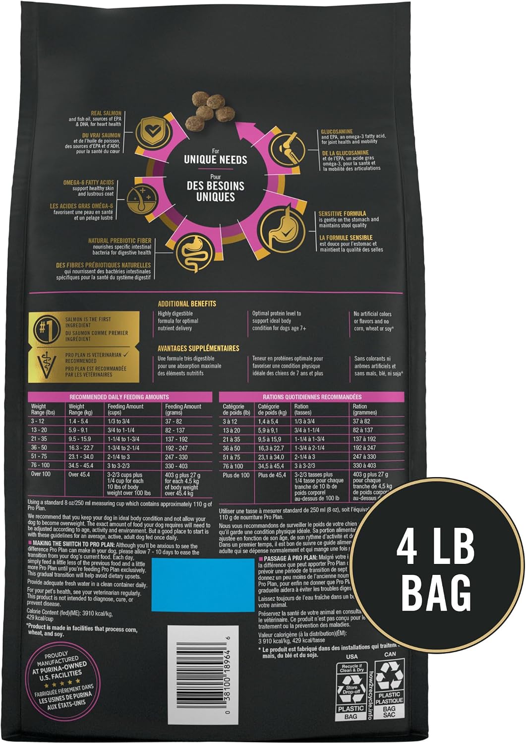 Sensitive Skin & Stomach Dry Dog Food, Senior, 4 lb Bag
