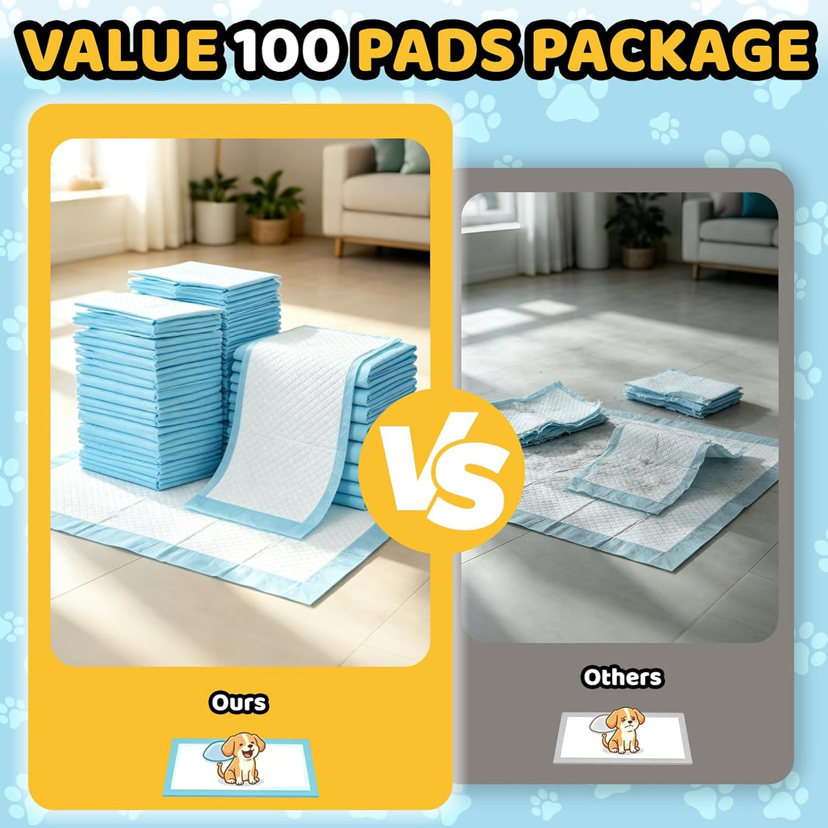 100 Count Dog Pee Pads 34" x 28", Super Absorbent Leak-Proof Training Pads