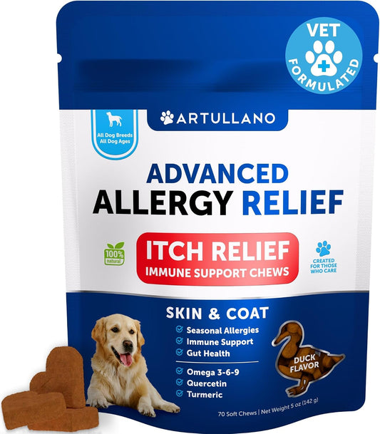 Dog Allergy Chews - 70 Treats - Itch Relief for Dogs - For Skin & Coat