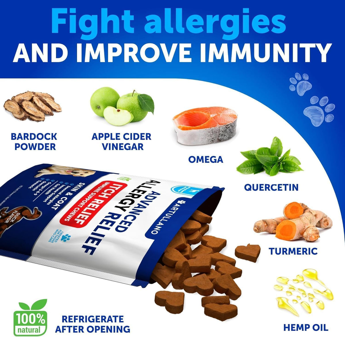 Dog Allergy Chews - 70 Treats - Itch Relief for Dogs - For Skin & Coat