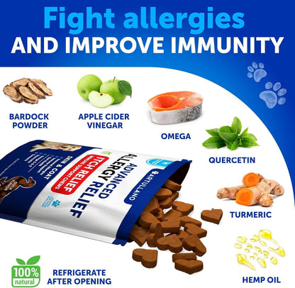 Dog Allergy Chews - 70 Treats - Itch Relief for Dogs - For Skin & Coat