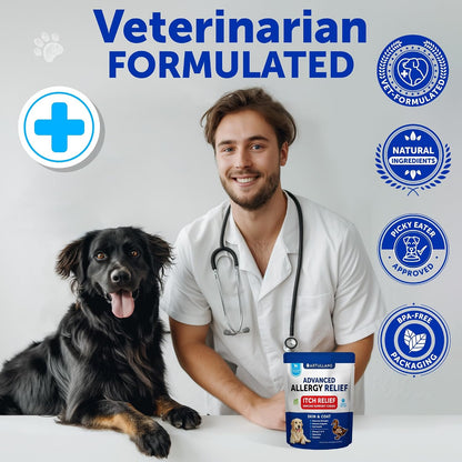 Dog Allergy Chews - 70 Treats - Itch Relief for Dogs - For Skin & Coat