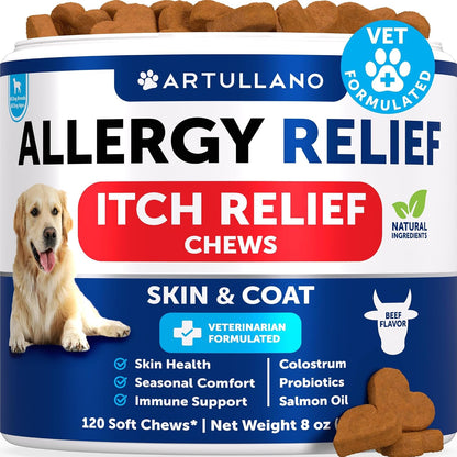 Dog Allergy Chews - 70 Treats - Itch Relief for Dogs - For Skin & Coat