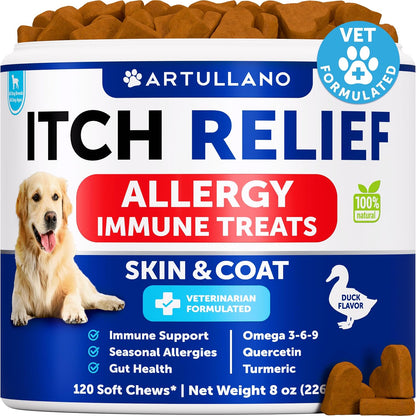 Dog Allergy Chews - 70 Treats - Itch Relief for Dogs - For Skin & Coat