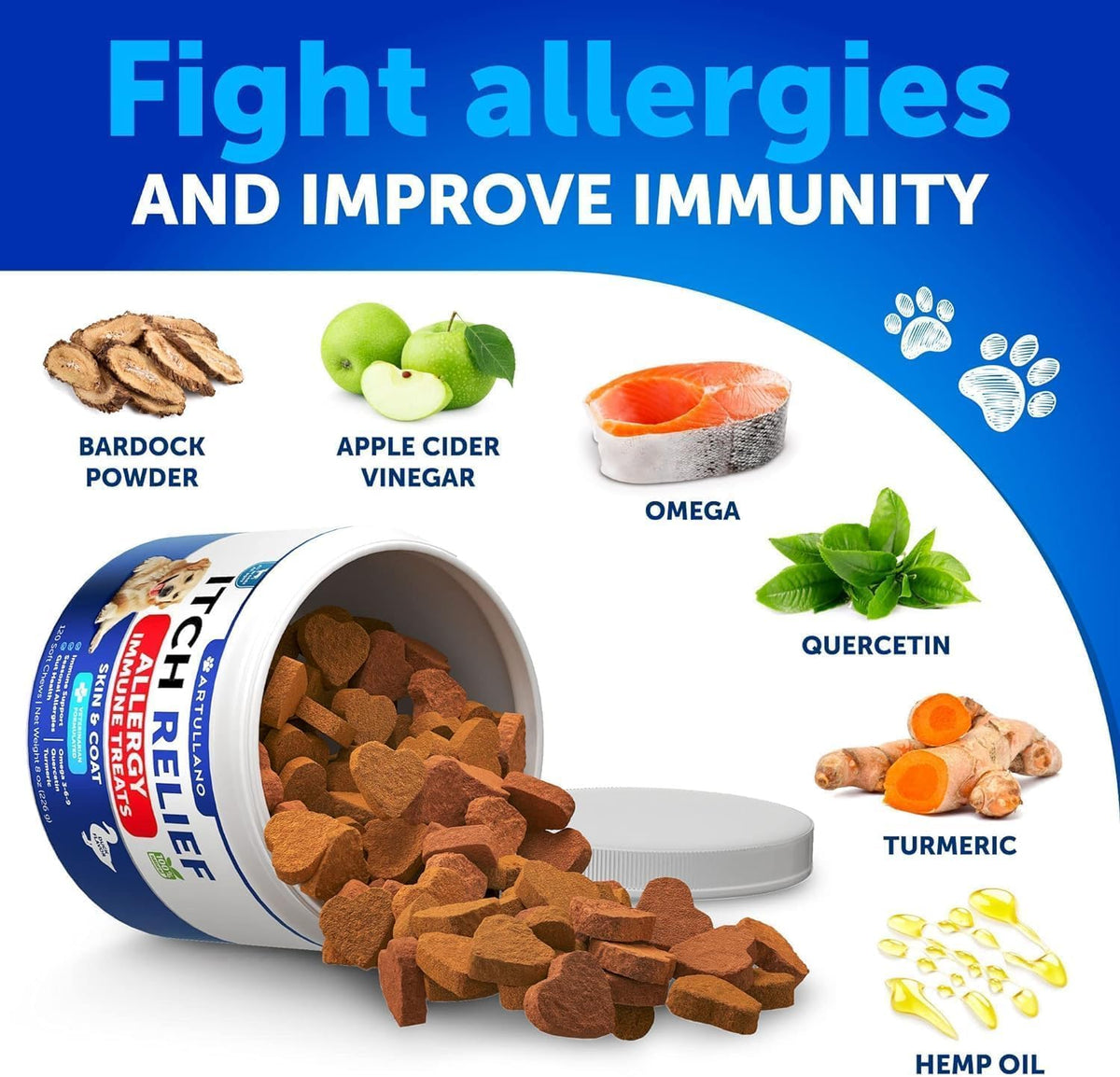 Dog Allergy Chews - 70 Treats - Itch Relief for Dogs - For Skin & Coat