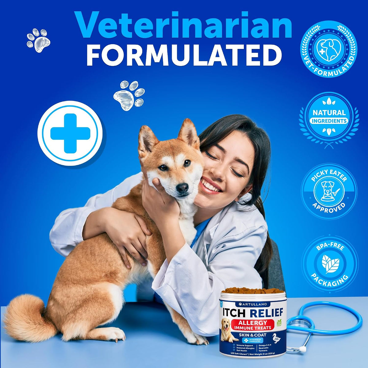 Dog Allergy Chews - 70 Treats - Itch Relief for Dogs - For Skin & Coat