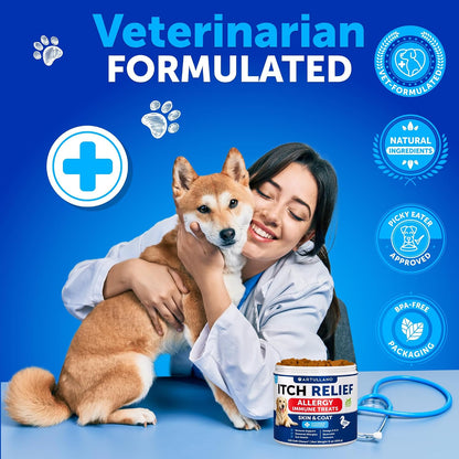 Dog Allergy Chews - 70 Treats - Itch Relief for Dogs - For Skin & Coat