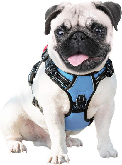 No Pull Dog Harness Medium Reflective Front Clip Vest with Handle | Adjustable 2 Metal Rings 3 Buckles,[Easy to Put on & Take Off](M, Orange)