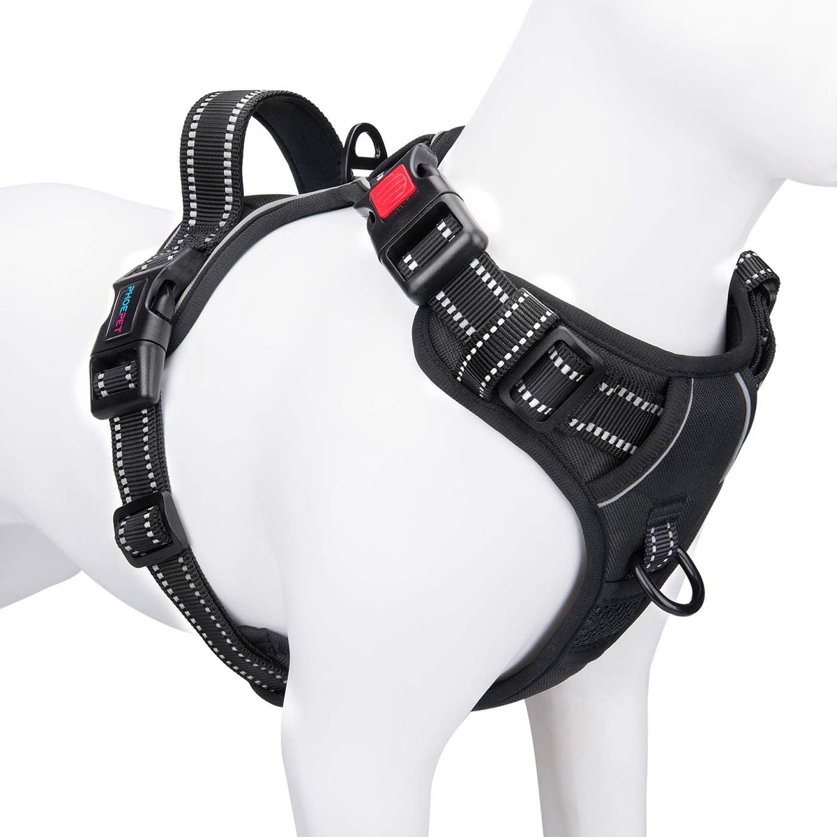 No Pull Dog Harness Medium Reflective Front Clip Vest with Handle | Adjustable 2 Metal Rings 3 Buckles,[Easy to Put on & Take Off](M, Orange)