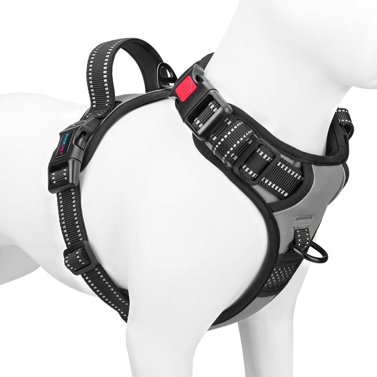 No Pull Dog Harness Medium Reflective Front Clip Vest with Handle | Adjustable 2 Metal Rings 3 Buckles,[Easy to Put on & Take Off](M, Orange)