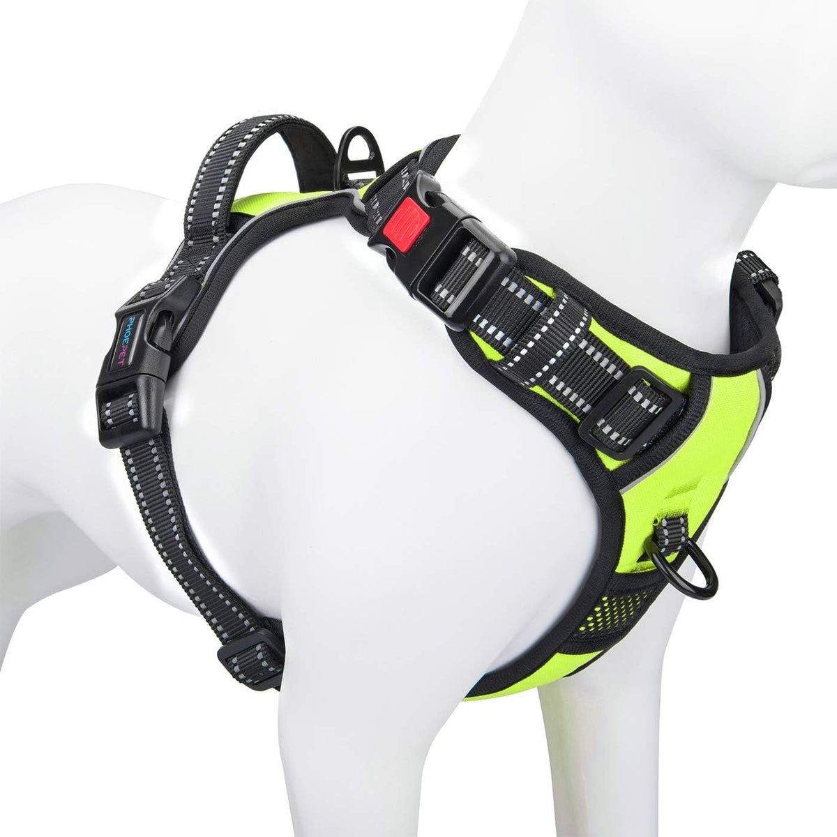 No Pull Dog Harness Medium Reflective Front Clip Vest with Handle | Adjustable 2 Metal Rings 3 Buckles,[Easy to Put on & Take Off](M, Orange)