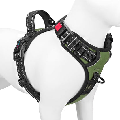 No Pull Dog Harness Medium Reflective Front Clip Vest with Handle | Adjustable 2 Metal Rings 3 Buckles,[Easy to Put on & Take Off](M, Orange)