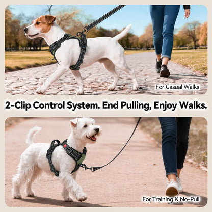 No Pull Dog Harness Medium Reflective Front Clip Vest with Handle | Adjustable 2 Metal Rings 3 Buckles,[Easy to Put on & Take Off](M, Orange)
