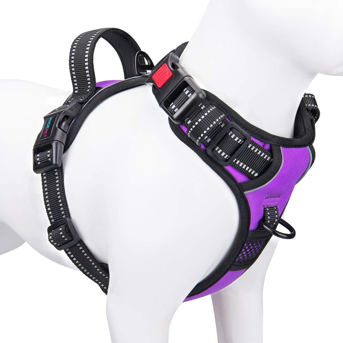 No Pull Dog Harness Medium Reflective Front Clip Vest with Handle | Adjustable 2 Metal Rings 3 Buckles,[Easy to Put on & Take Off](M, Orange)