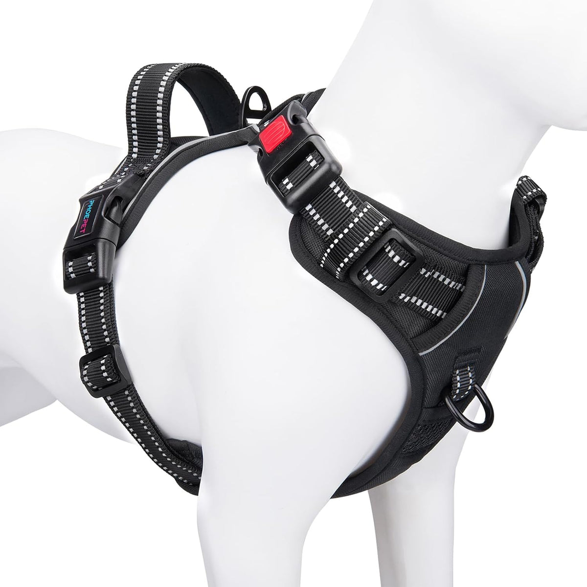 No Pull Dog Harness Medium Reflective Front Clip Vest with Handle | Adjustable 2 Metal Rings 3 Buckles,[Easy to Put on & Take Off](M, Orange)