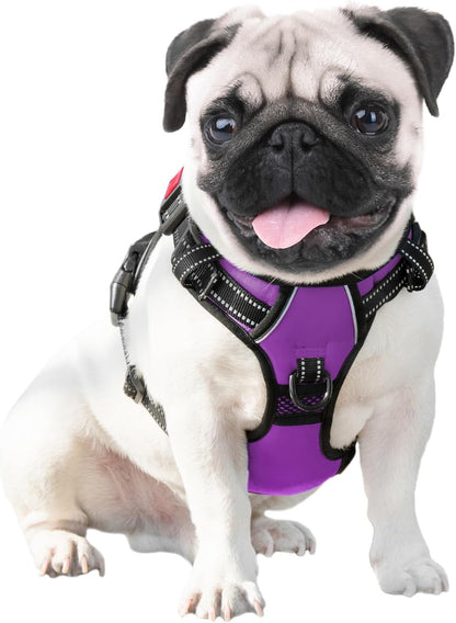 No Pull Dog Harness Medium Reflective Front Clip Vest with Handle | Adjustable 2 Metal Rings 3 Buckles,[Easy to Put on & Take Off](M, Orange)