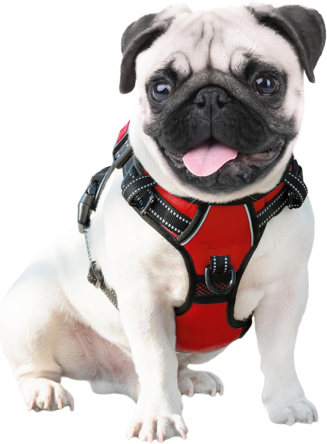 No Pull Dog Harness Medium Reflective Front Clip Vest with Handle | Adjustable 2 Metal Rings 3 Buckles,[Easy to Put on & Take Off](M, Orange)