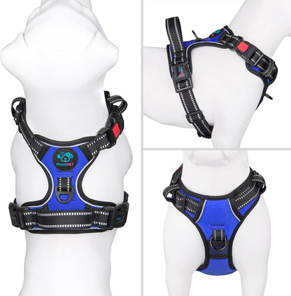 No Pull Dog Harness Medium Reflective Front Clip Vest with Handle | Adjustable 2 Metal Rings 3 Buckles,[Easy to Put on & Take Off](M, Orange)