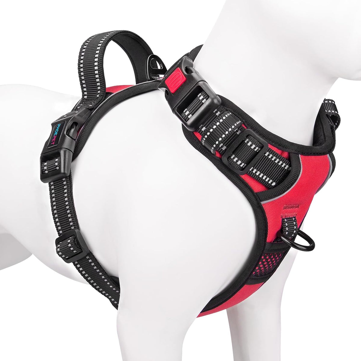 No Pull Dog Harness Medium Reflective Front Clip Vest with Handle | Adjustable 2 Metal Rings 3 Buckles,[Easy to Put on & Take Off](M, Orange)
