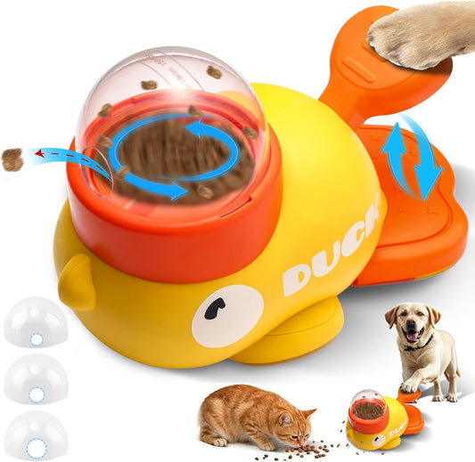 Duck Dog Slow Feeder Puzzle Toy, 3 Adjustable Openings, Treat Dispenser