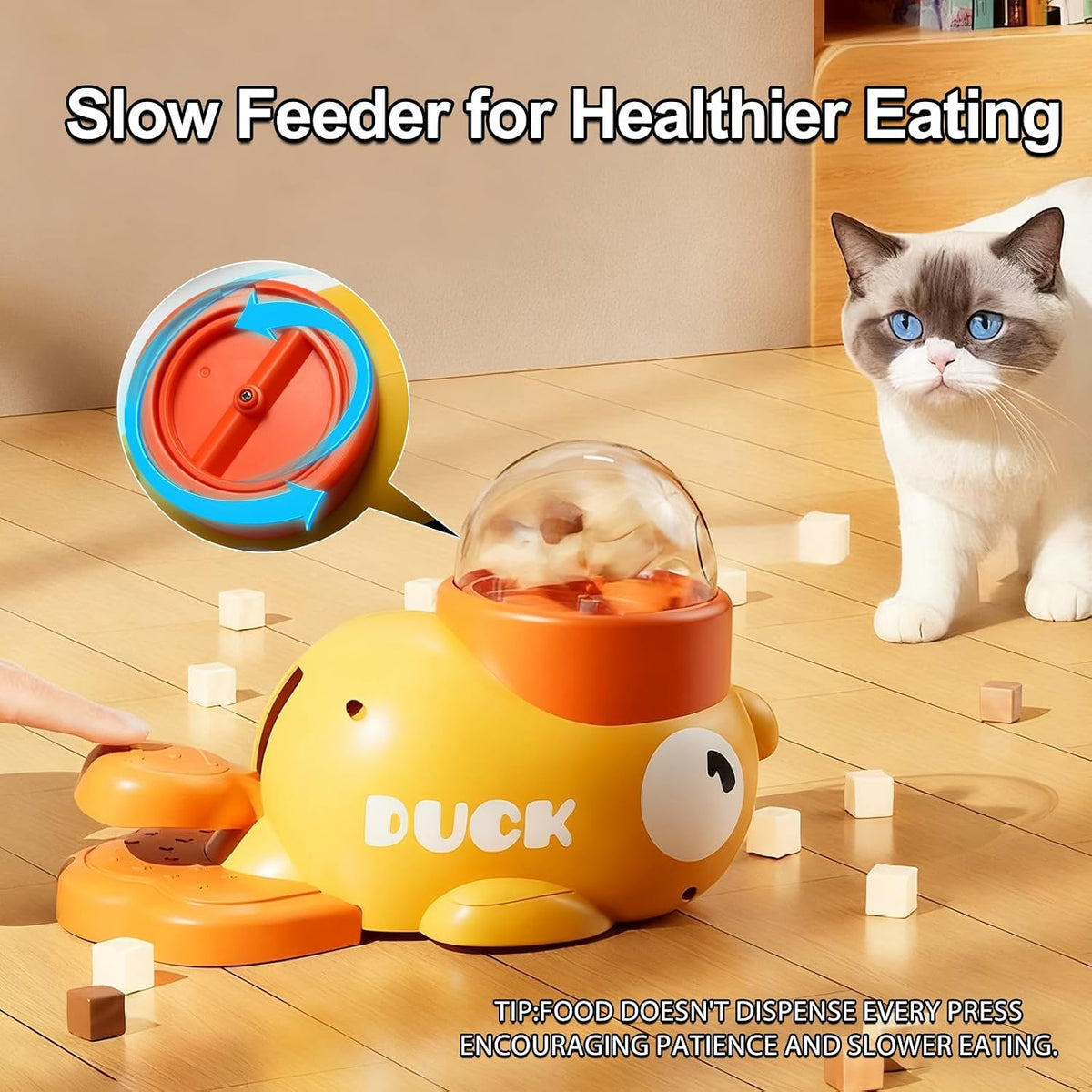 Duck Dog Slow Feeder Puzzle Toy, 3 Adjustable Openings, Treat Dispenser
