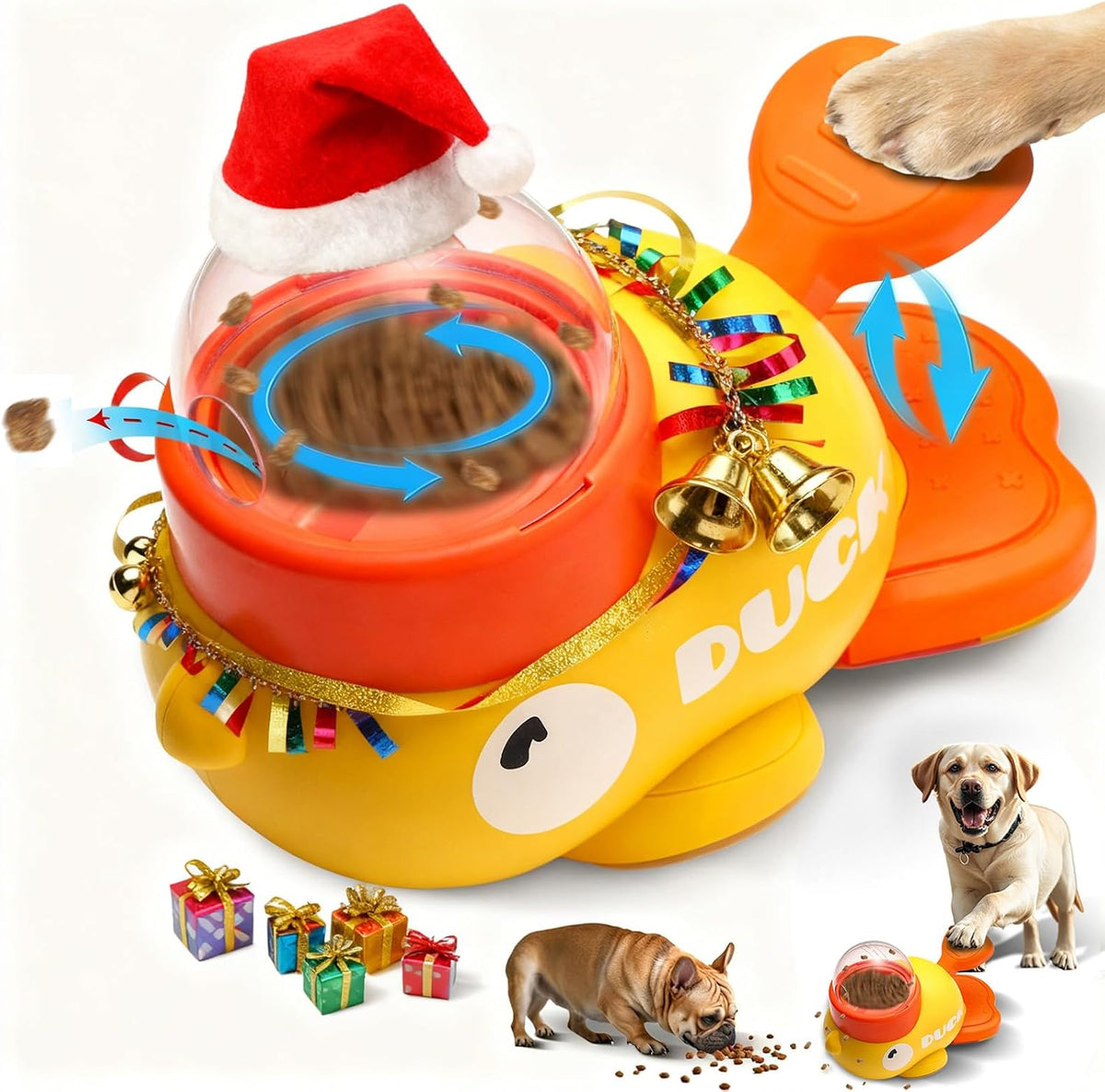 Duck Dog Slow Feeder Puzzle Toy, 3 Adjustable Openings, Treat Dispenser