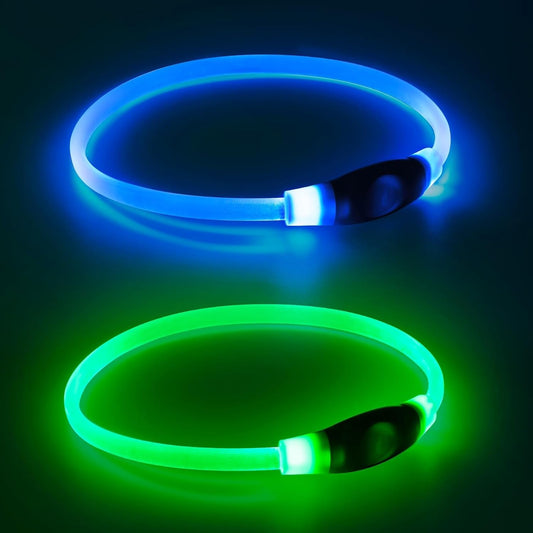 2 Packs Light Up Dog Collar, USB Rechargeable Dog Lights for Night