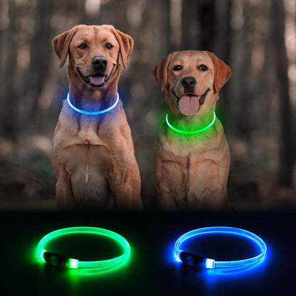 2 Packs Light Up Dog Collar, USB Rechargeable Dog Lights for Night